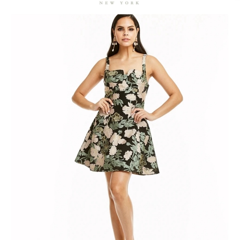 NWOT Mestiza Green and Black A-Line Mini Formal Cocktail Dress